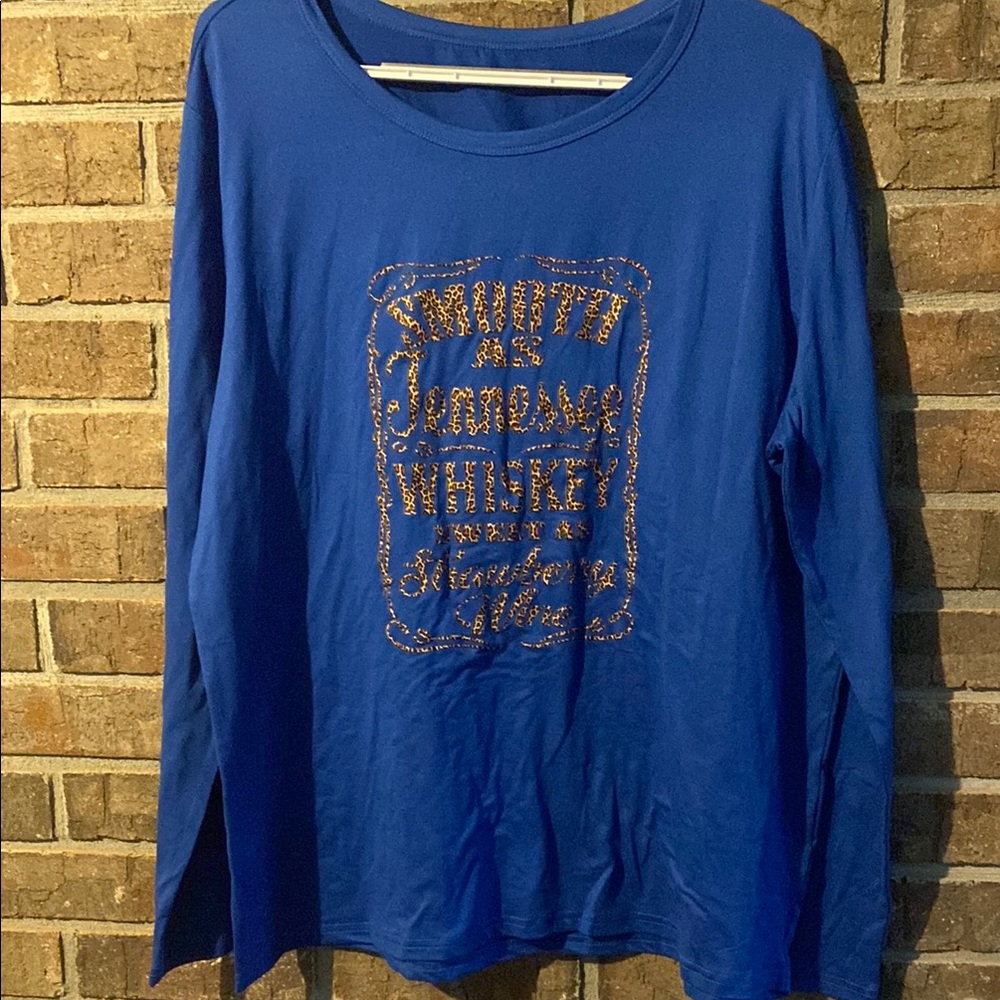 Blue Long Sleeve Graphic Country Tee
